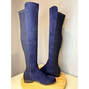 Stuart Weitzman Women's S251823 Suede Over The Knee 5050‎ Boots Blue Sz 4.5M
